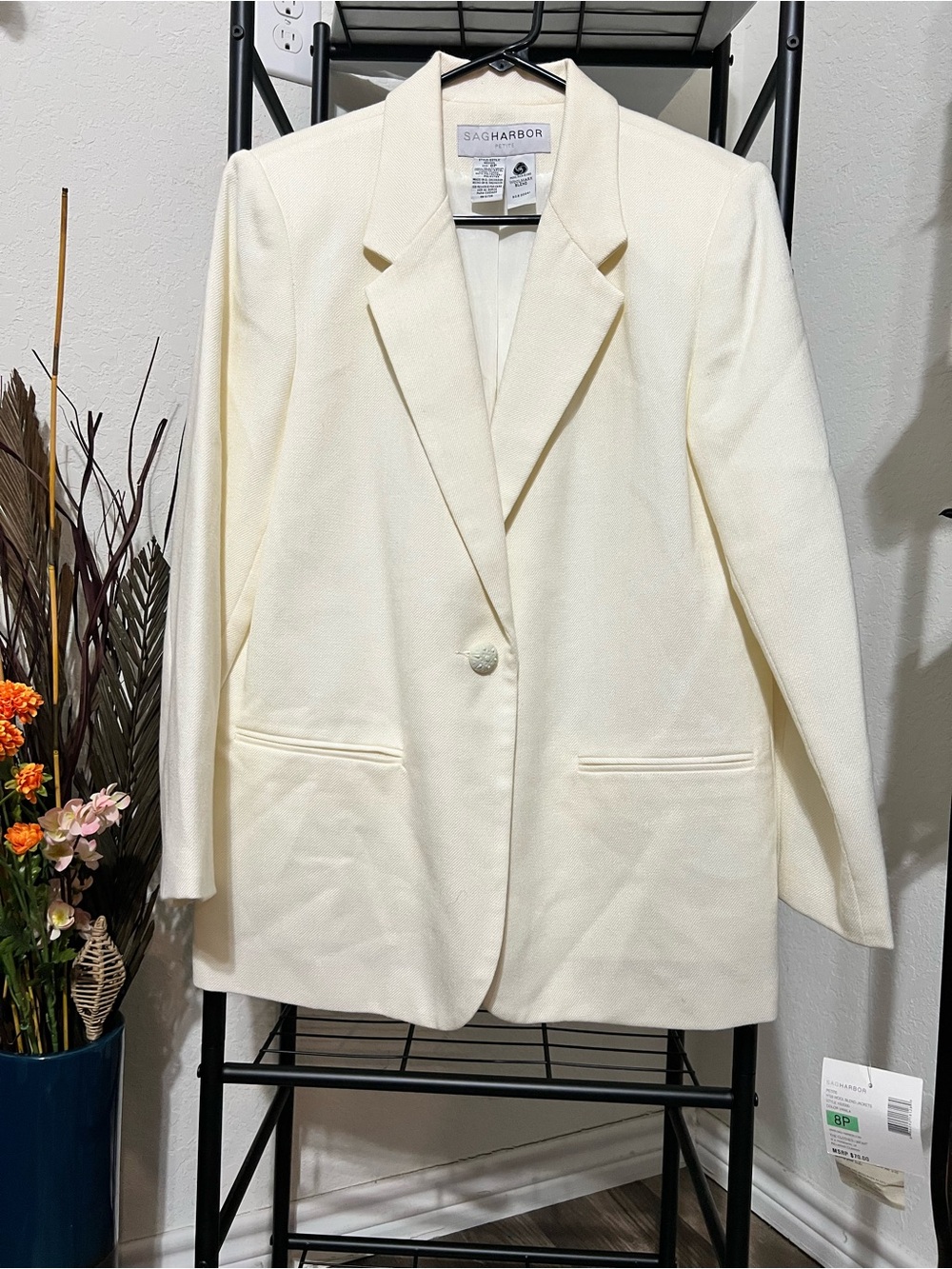 NWT Sag Harbor Cream Single-Button Blazer Jacket